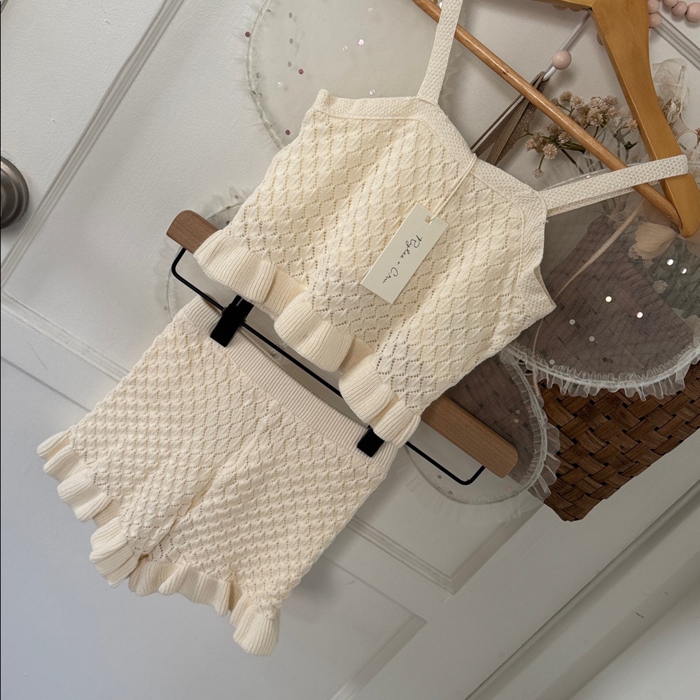 2-3Y Crochet Tank Set in Ivory by Rylee + Cru